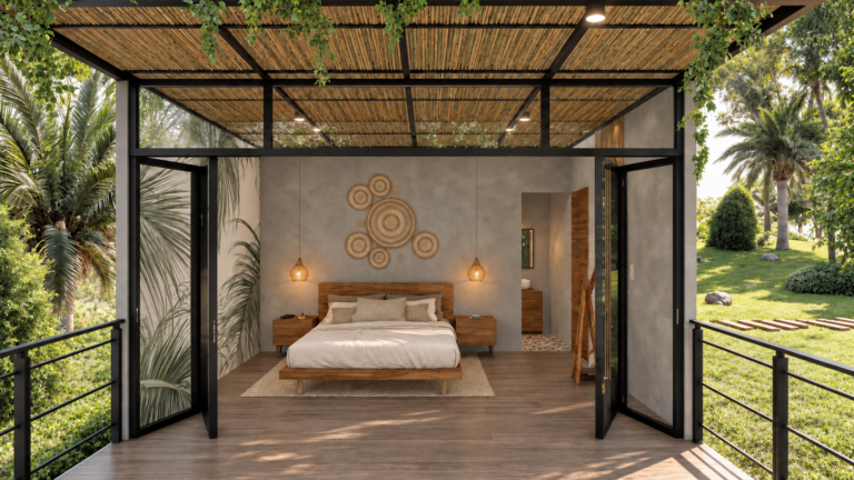 Cabaña de Natura Retreat — render arquitectónico aprobado, vista 4